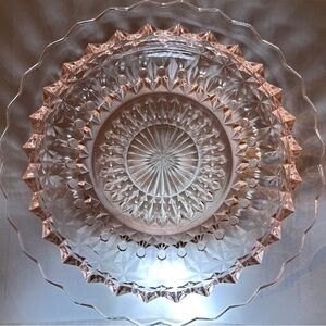 Jeanette Glass Pink Holiday Buttons and Bows Bowl